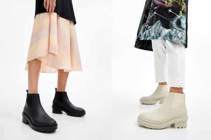 El nuevo botín de Bimba Y Lola (en la imagen, en negro y blanco) resulta infalible con todas las siluetas clave del invierno, como faldas midi y pantalones a ras del tobillo.