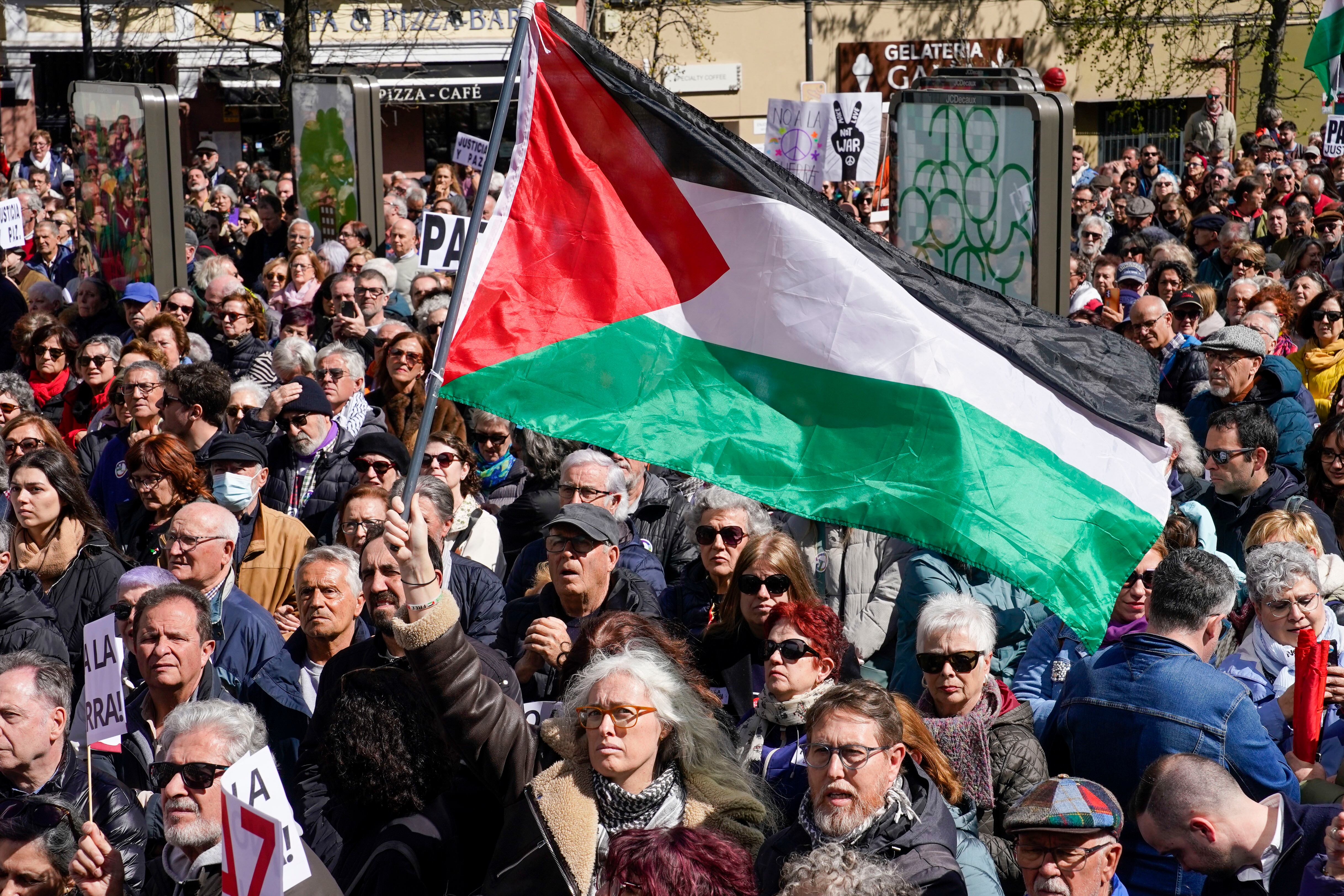 Manifestación contra la guerra en Madrid, este sábado. 