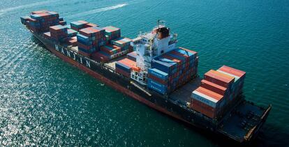 Un buque de la naviera surcoreana Hanjin Shipping.