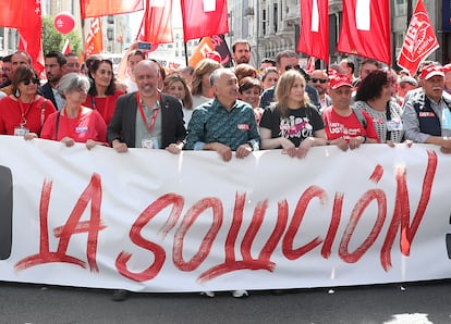 Manifestacion del Primero de Mayo, día de los Trabajadores en Madrid,.