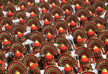 Ensayo general para el próximo desfile del Día de República de India, en Nueva Delhi.