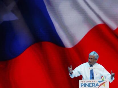 Sebastián Piñera durante um ato de campanha em Santiago do Chile.