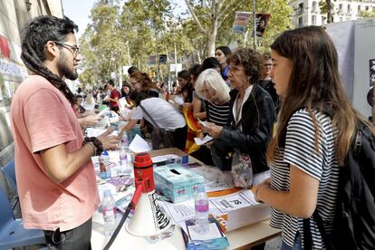 "El domingo votaremos", ha dicho una portavoz, y los manifestantes han empezado a corear el ya clásico "Votarem!".