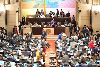 Sesión plenaria de la Cámara de Representantes durante el debate de la reforma laboral del presidente Gustavo Petro, en Bogotá, Colombia, el 2 de octubre de 2024.