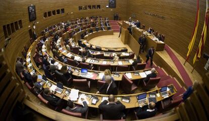 El hemiciclo de las Cortes Valencianas durante el pleno del pasado 2 de abril.