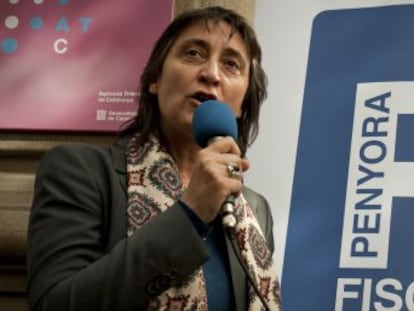 Itziar González, durante la presentación de la camapaña 'penyora fiscal'.