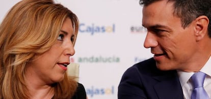 El l&iacute;der del PSOE, Pedro S&aacute;nchez, y la presidenta del Gobierno andaluz, Susana D&iacute;az.