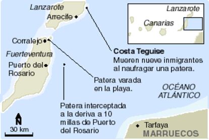 Localización del lugar donde han muerto los nueve inmigrantes.