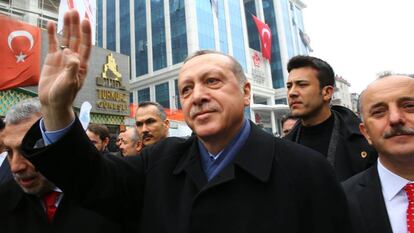 El presidente turco, Recep Tayyip Erdogan, en la inauguración de un hospital este mes en Estambul.