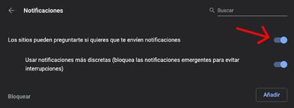 Acaba con las notificaciones de sitios web.