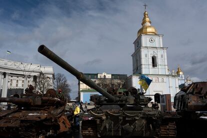 Destroyed Russian tanks