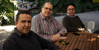 Los fundadores de OpenPay, de izquierda a derecha: Eric Núñez Roberto Bargagli y Heber Lazcano Camargo.
