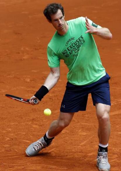 Andy Murray, durante un entrenamiento en la Caja Mágica de Madrid.