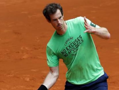 Andy Murray, durante un entrenamiento en la Caja Mágica de Madrid.