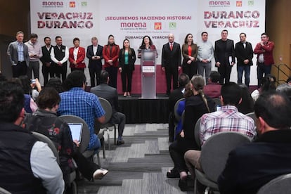 Anuncio de la alianza de Morena para las elecciones de 2025 en Veracruz y Durango, el 17 de diciembre de 2024.
