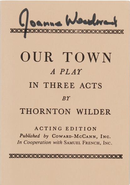 El programa de 'Our Town', la obra teatral donde Paul Newman y Joanne Woodward se conocieron. 