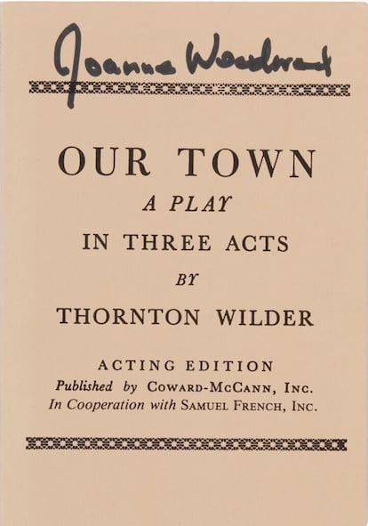El programa de 'Our Town', la obra teatral donde Paul Newman y Joanne Woodward se conocieron.