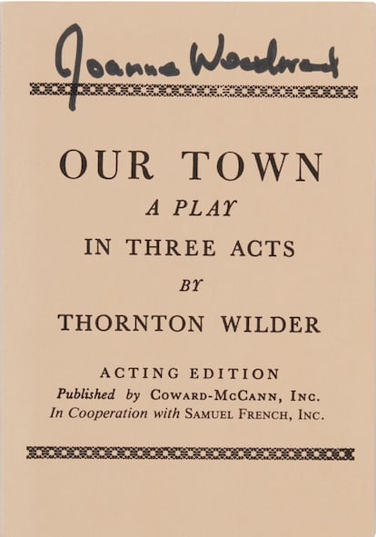 El programa de 'Our Town', la obra teatral donde Paul Newman y Joanne Woodward se conocieron. 