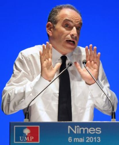 El presidente de la UMP, Jean-François Copé, en un mitin el pasado lunes.