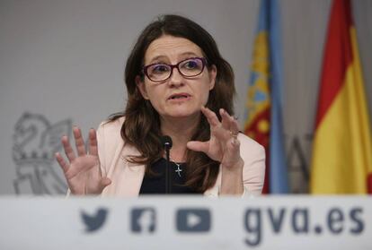 Mónica Oltra, en la rueda de prensa posterio al pleno del Consell.