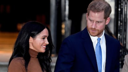 Enrique de Inglaterra y Meghan Markle, el 7 de enero de 2020 en Londres.