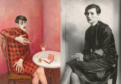 A la izquierda, 'Retrato de la periodista Sylvia von Harden' (1926), de Otto Dix. A la derecha, 'Secretaria de la Westdeutscher Rundfunk de Colonia' (1931), de August Sander.