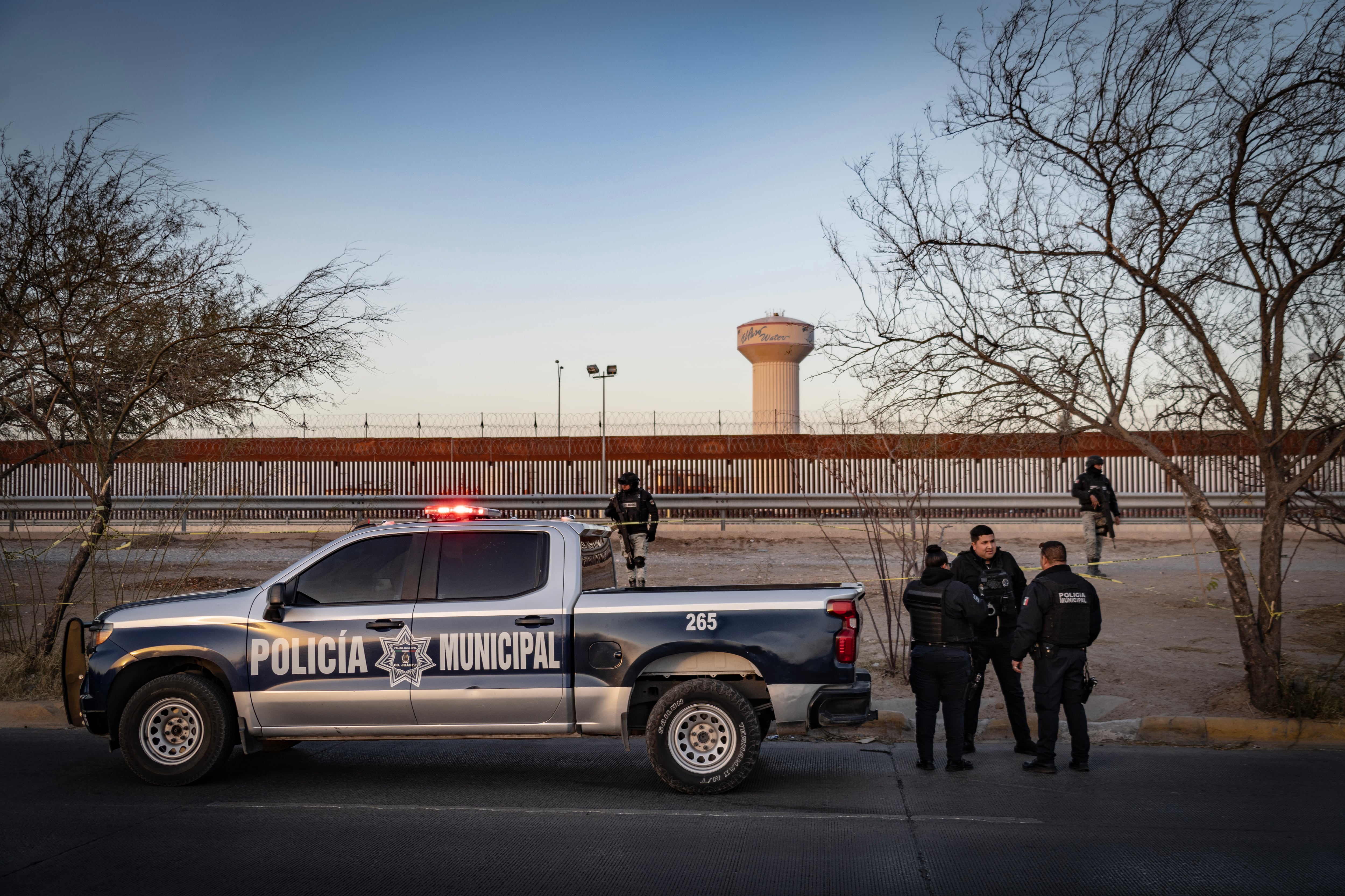 Elementos de la Policía Municipal en Ciudad Juárez, en enero de 2025.