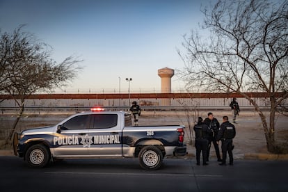Elementos de la Policía Municipal en Ciudad Juárez, en enero de 2025.