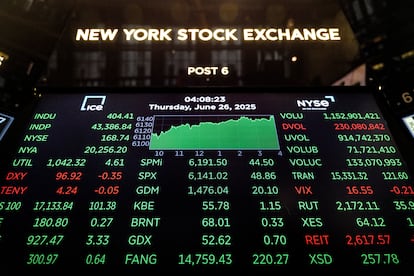 Un panel en la Bolsa de Nueva York