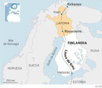 Recorrido del futuro tren que atravesará la Laponia finlandesa.