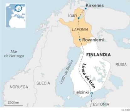 Recorrido del futuro tren que atravesará la Laponia finlandesa.