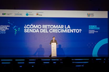 Gianpiero Leoncini, vicepresidente Ejecutivo CAF, habla en el Foro Econmico Internacional Amrica Latina y el Caribe 2025.