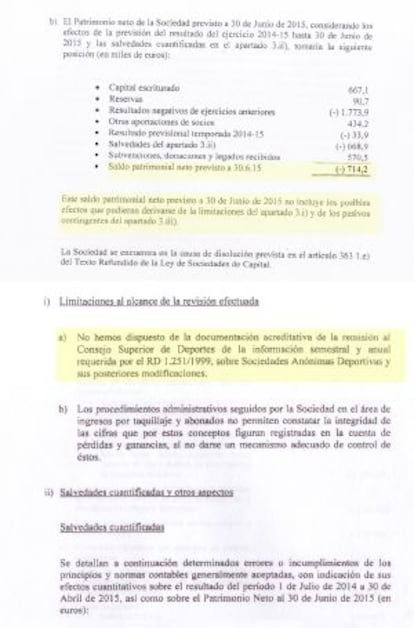 La auditoria del Ourense a 30 de junio con patrimonio neto de -714.200 euros y con la confirmación de la no presentación de la documentación económica ante el CSD.