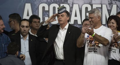 Jair Bolsonaro,na convenção de seu partido, em São Paulo.