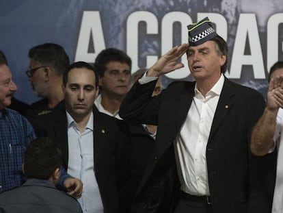 Jair Bolsonaro,na convenção de seu partido, em São Paulo.