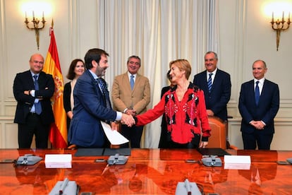 Vicente Guilarte (presidente CGPJ) y Victoria Ortega (presidenta CGAE).