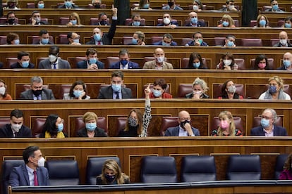 Bancada del Gobierno y del PSOE durante las votaciones del pasado jueves en el pleno del Congreso.