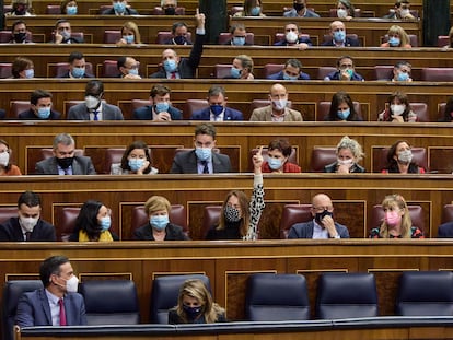 Bancada del Gobierno y del PSOE durante las votaciones del pasado jueves en el pleno del Congreso.