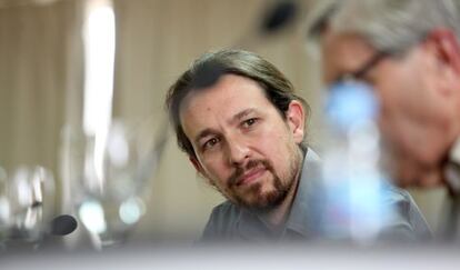 El l&iacute;der de Podemos, Pablo Iglesias, durante una rueda de prensa el pasado mes de julio. 
