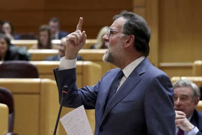 Mariano Rajoy en una sesión de control al Gobierno en el Senado.