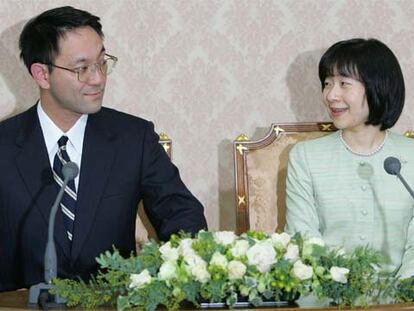La princesa Sayako, durante la rueda de prensa tras el anuncio oficial de su compromiso.