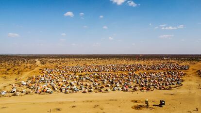 Fotografía aérea del campamento para desplazados internos de Latam en Dolow, en Somalia.