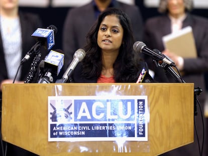 American Civil Liberties Union attorney Nusrat Choudhury speaks at a news conference in Milwaukee, Wednesday, Feb. 22, 2017.