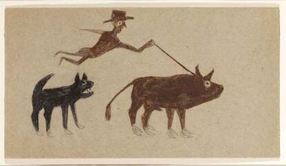Uno de los dibujos de Bill Traylor, el hombre que nació esclavo en una plantación de Alabama.