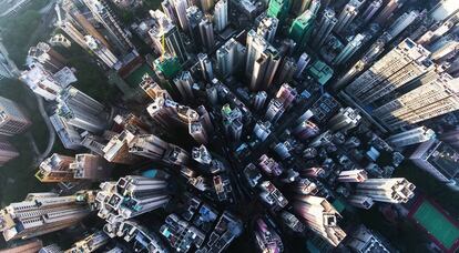 Imagen del centro de Hong Kong tomada por un dron.