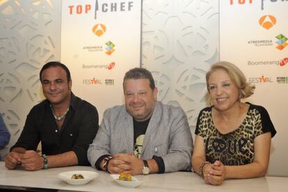 El cocinero Alberto Chicote (centro), durante la presentación de 'Top Chef'.