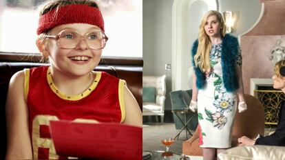 Abigail Breslin: Nos enamoró en 2006 gracias a su papel protagonista en ‘Pequeña Miss Sunshine’. Su larga melena de color marrón, sus gafas, su tripita y su look deportivo a lo Olivia Newton John en ‘Physical’ han dejado paso a una joven voluptuosa de melena rubia que bien podría ser una pin up. Abigail te sonará si ves la serie Scream Queens.