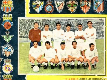 Portada del álbum de la liga 1967-68, bien del patrimonio histórico español. 