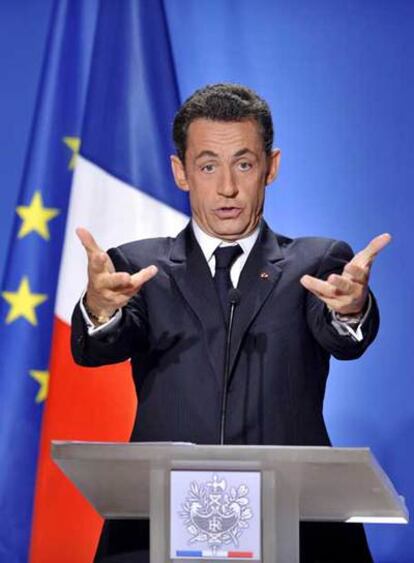 Nicolas Sarkozy,  en su primera rueda de prensa tras su nombramiento.