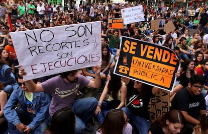 Manifestaciones en Valencia contra los recortes en Educación en 2013.